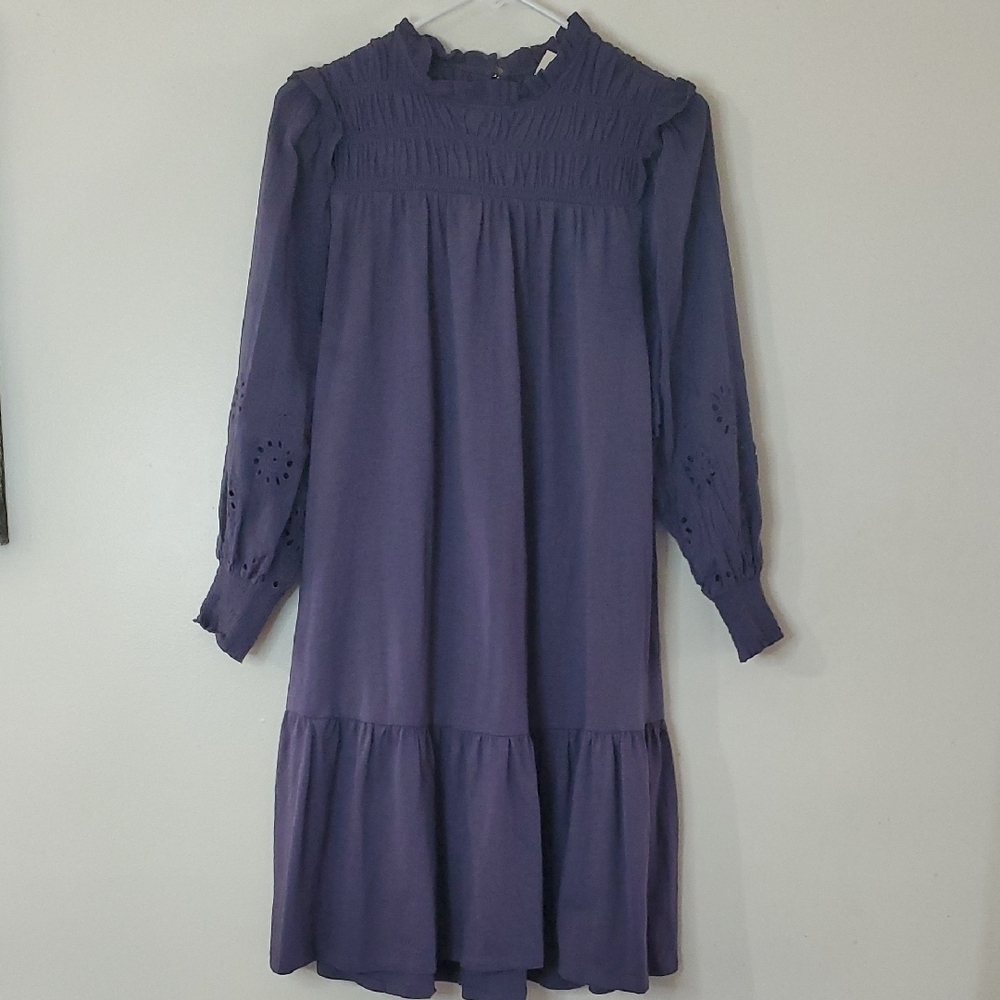 Good Hart Tiered Mini Dress Sheer Sleeves Smocked Size Small Matilta Jane